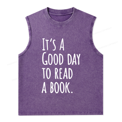 Pagewings It's A Good Day To Read A Book Unisex Washed Tank Top