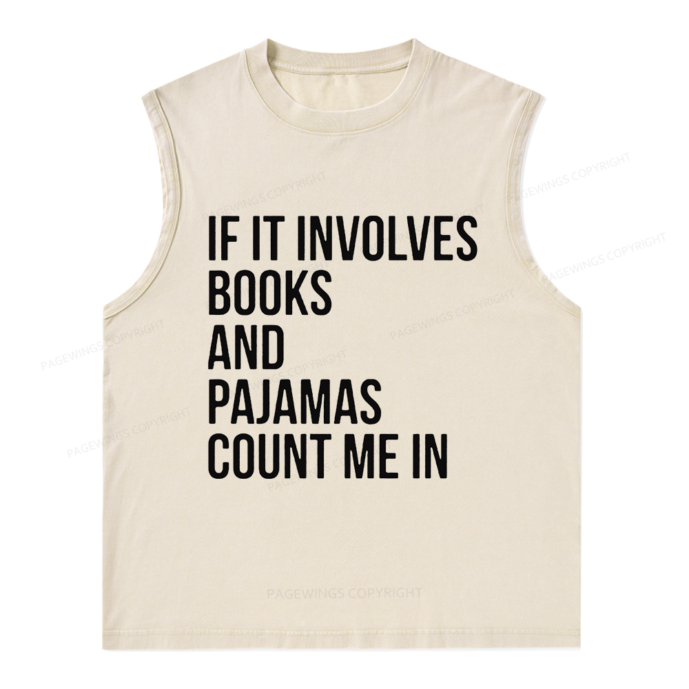 Pagewings Books And Pajamas Unisex Washed Tank Top
