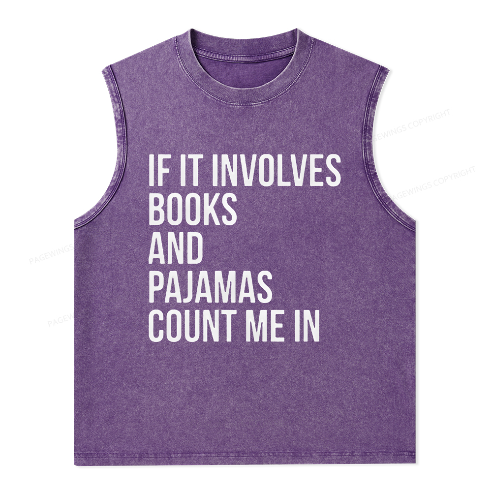 Pagewings Books And Pajamas Unisex Washed Tank Top