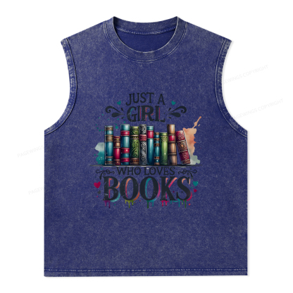 Pagewings Just A Girl Who Loves Books Unisex Washed Tank Top