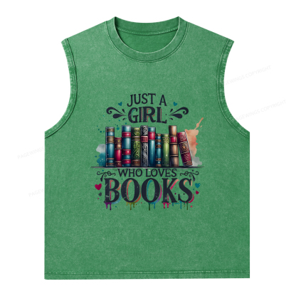 Pagewings Just A Girl Who Loves Books Unisex Washed Tank Top