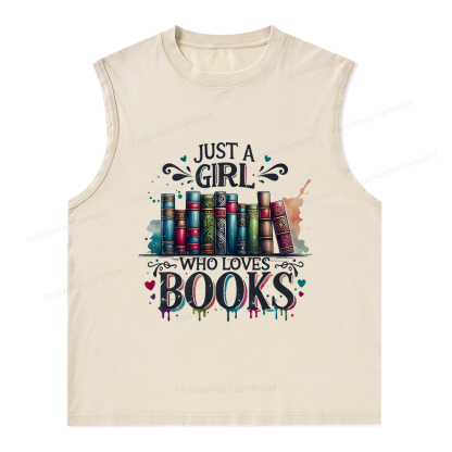 Pagewings Just A Girl Who Loves Books Unisex Washed Tank Top