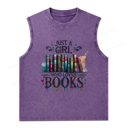 Pagewings Just A Girl Who Loves Books Unisex Washed Tank Top