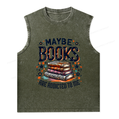 Pagewings Maybe Books Are Addicted To Me Unisex Washed Tank Top