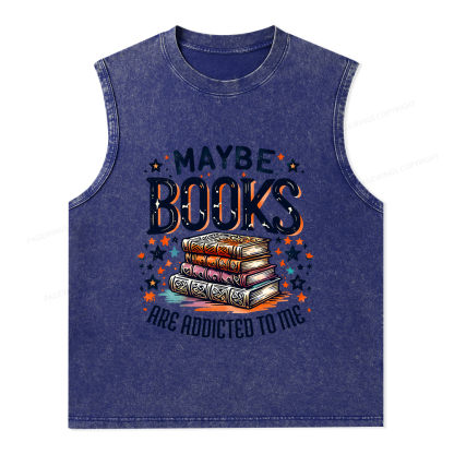 Pagewings Maybe Books Are Addicted To Me Unisex Washed Tank Top