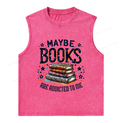Pagewings Maybe Books Are Addicted To Me Unisex Washed Tank Top