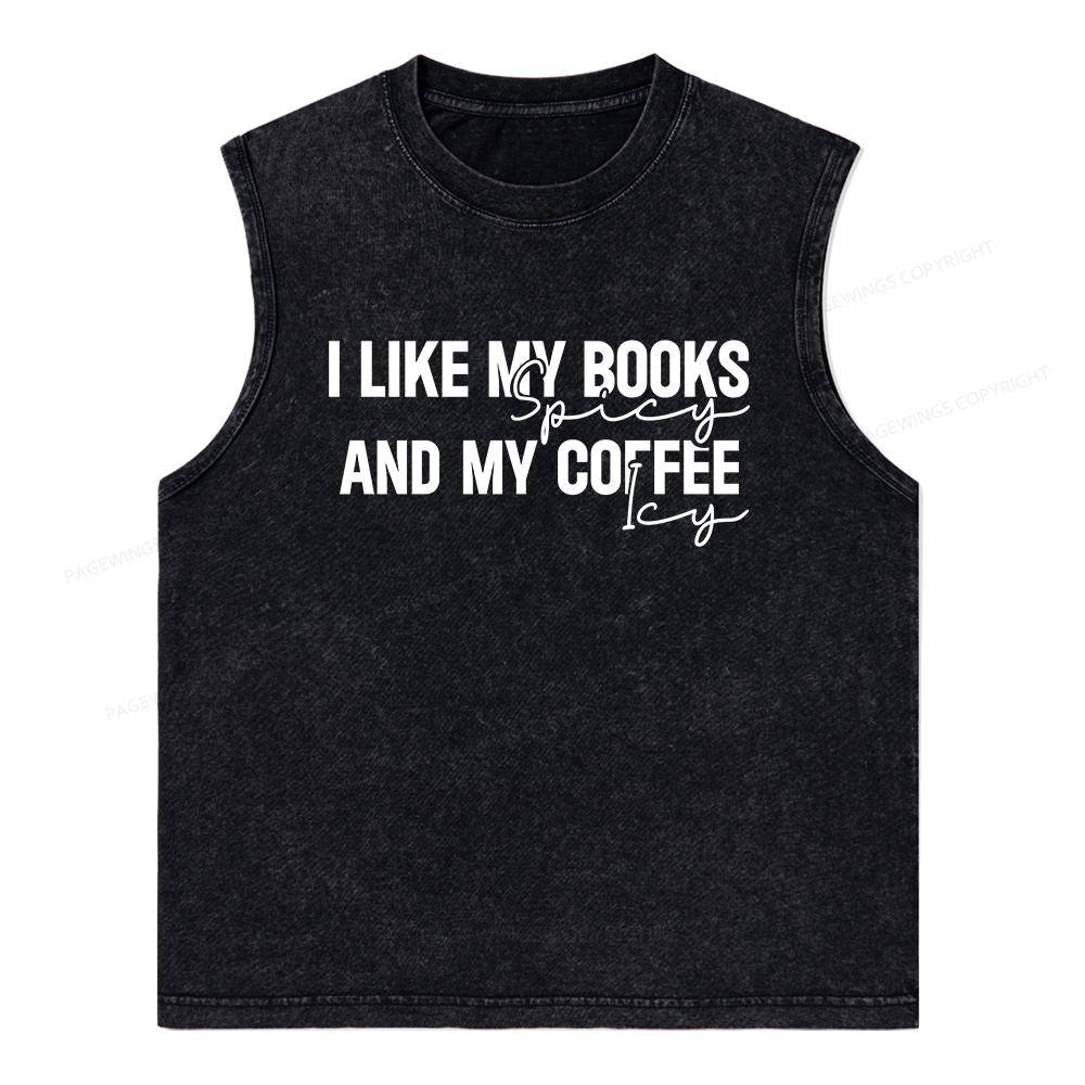 Pagewings I Like My Books And My Coffee Unisex Washed Tank Top