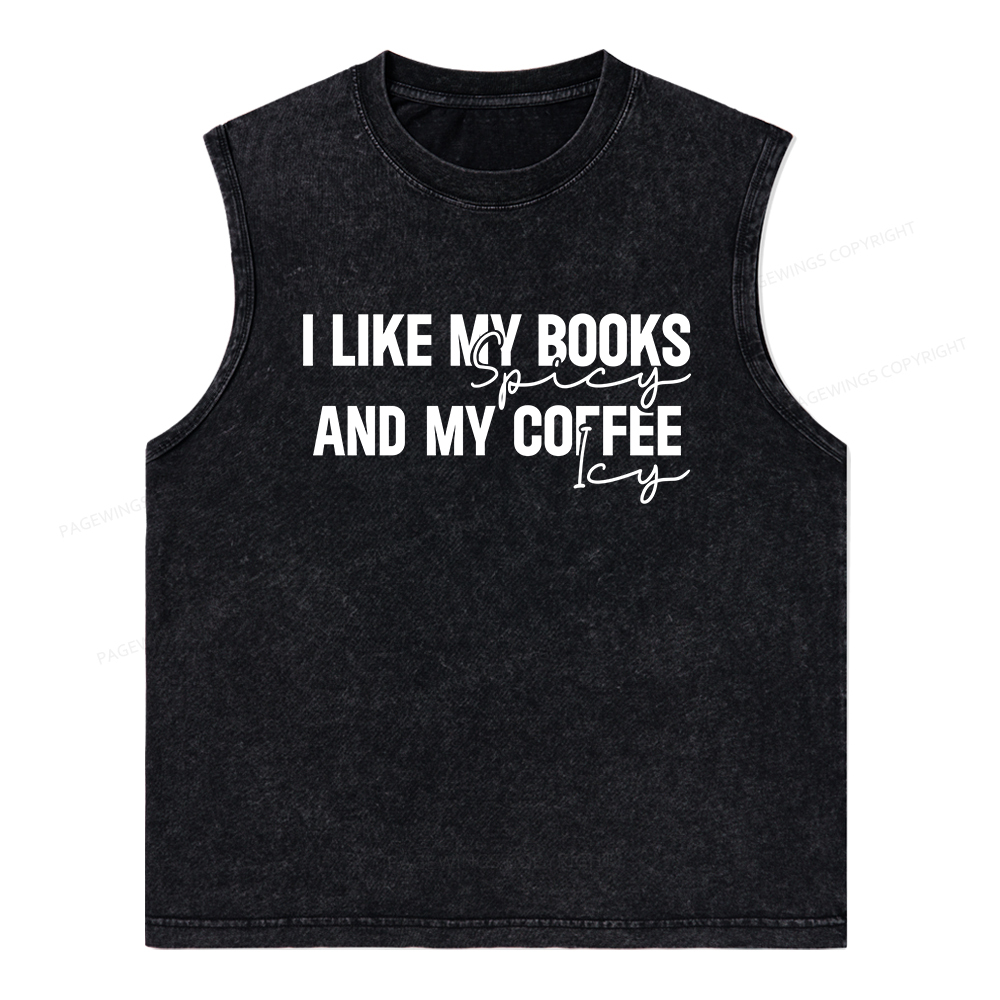 Pagewings I Like My Books And My Coffee Unisex Washed Tank Top