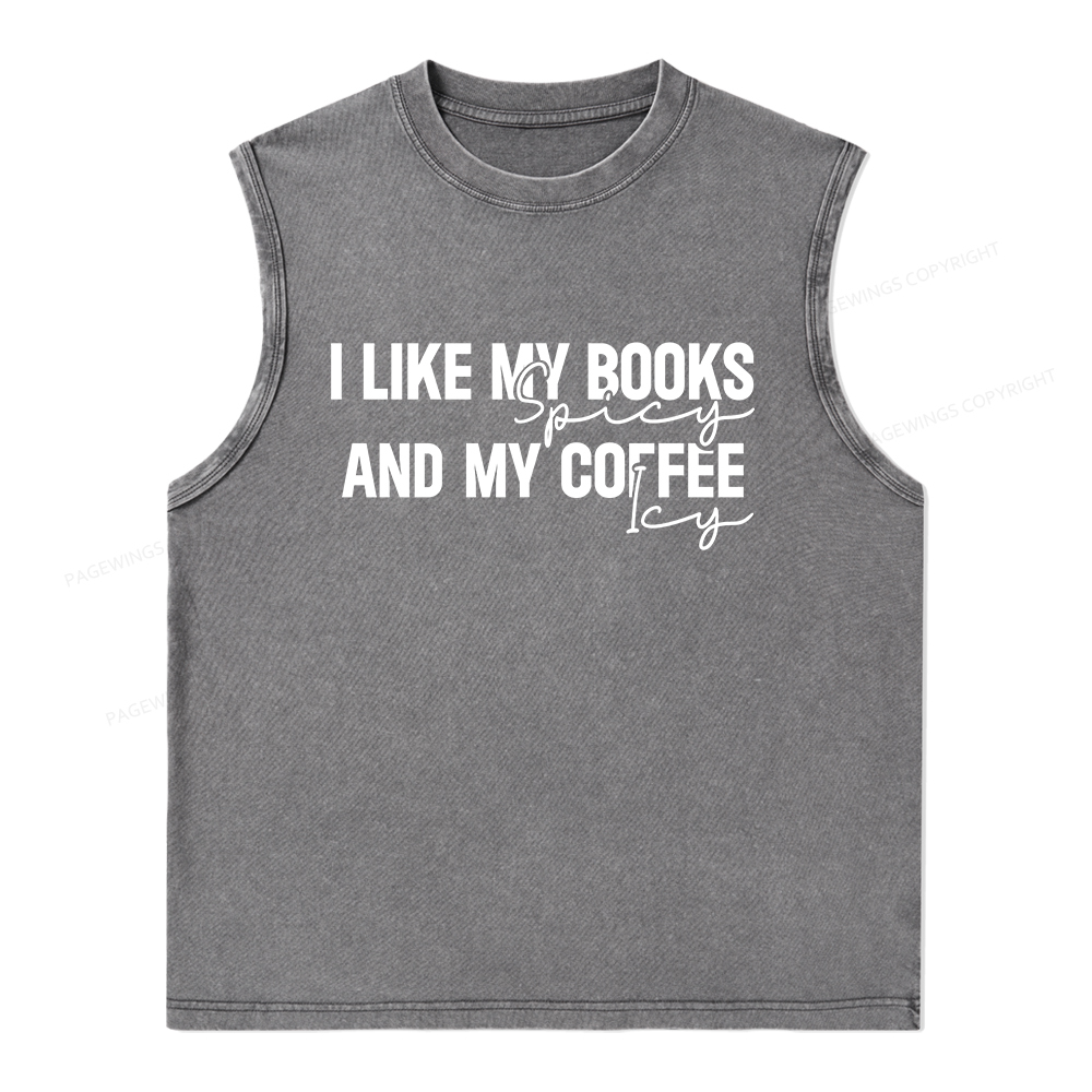 Pagewings I Like My Books And My Coffee Unisex Washed Tank Top