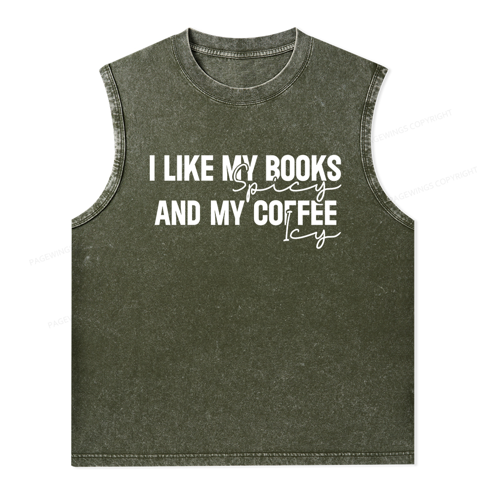 Pagewings I Like My Books And My Coffee Unisex Washed Tank Top