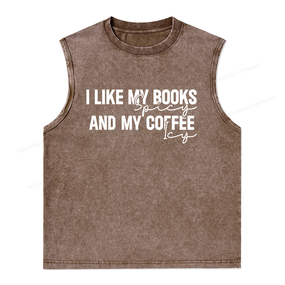 Pagewings I Like My Books And My Coffee Unisex Washed Tank Top