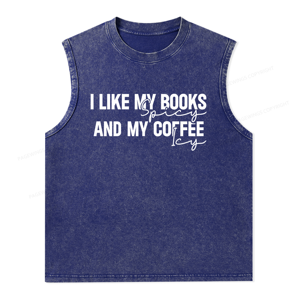 Pagewings I Like My Books And My Coffee Unisex Washed Tank Top