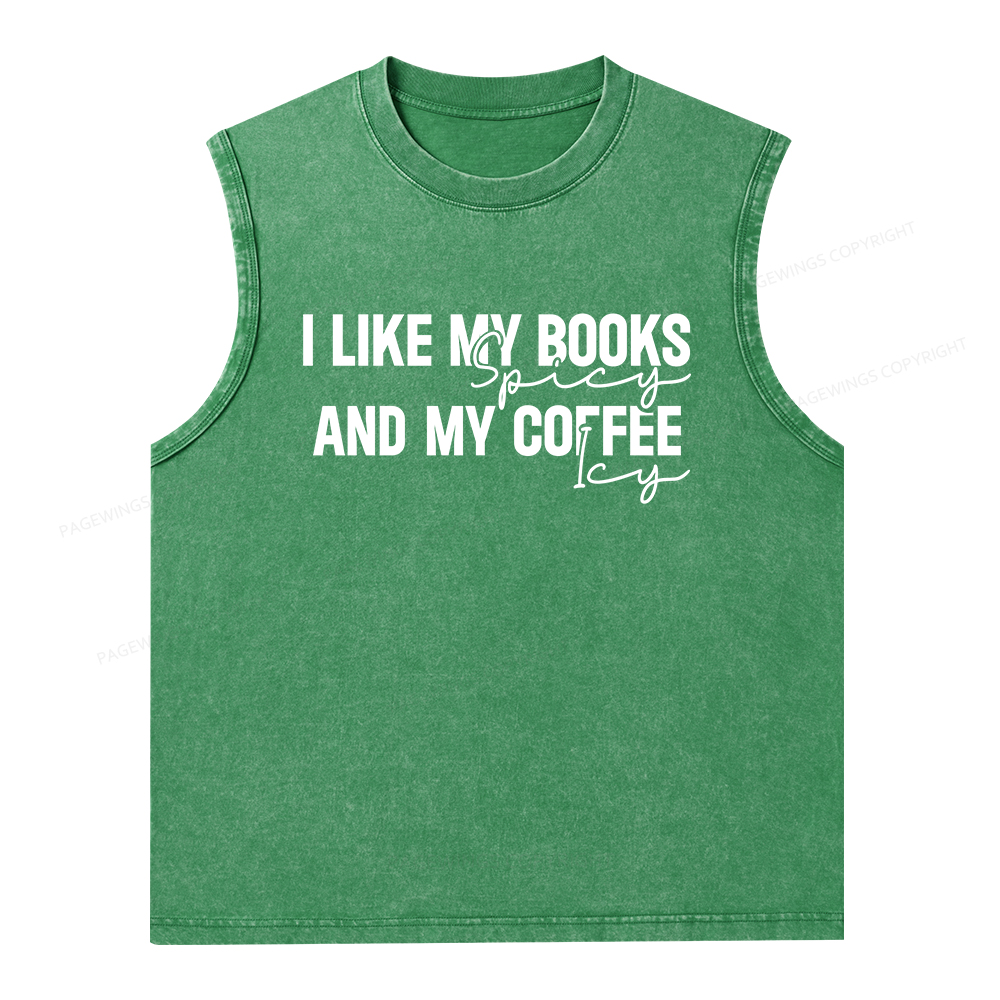 Pagewings I Like My Books And My Coffee Unisex Washed Tank Top