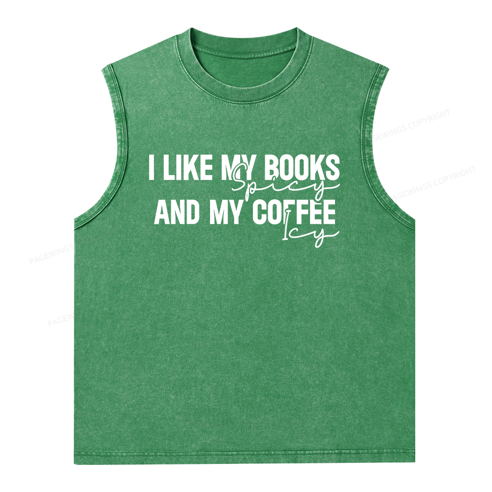 Pagewings I Like My Books And My Coffee Unisex Washed Tank Top