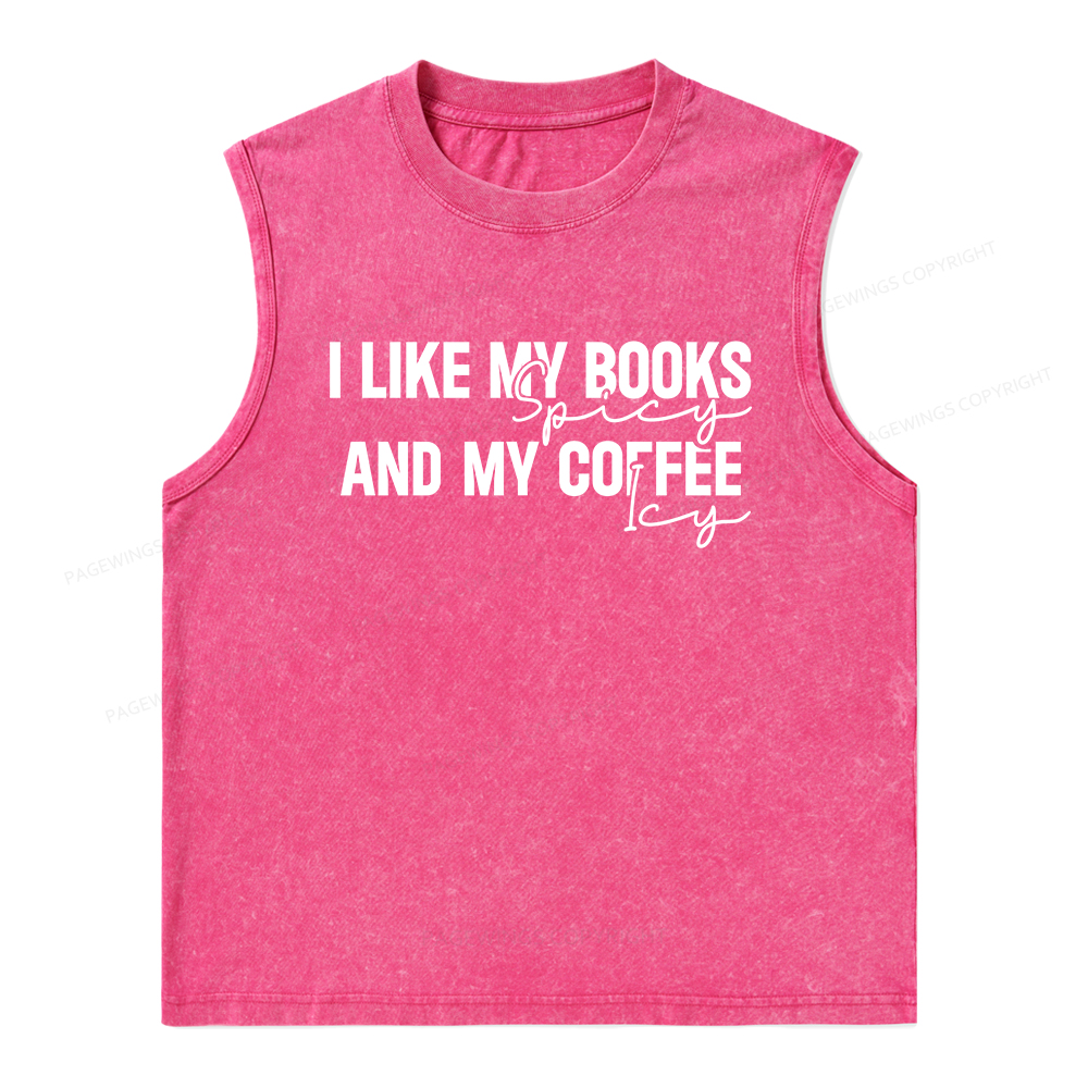Pagewings I Like My Books And My Coffee Unisex Washed Tank Top