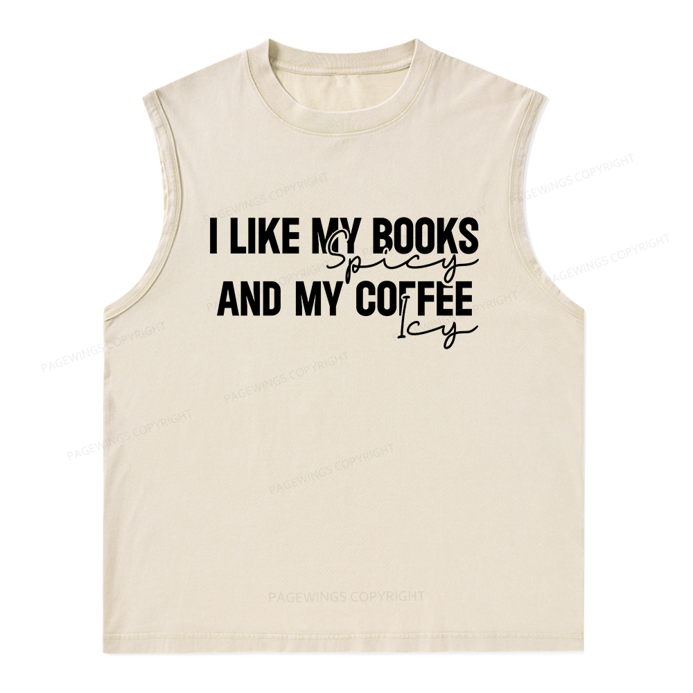 Pagewings I Like My Books And My Coffee Unisex Washed Tank Top