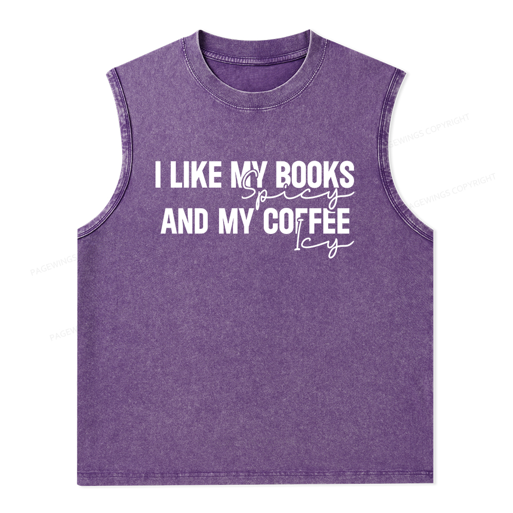 Pagewings I Like My Books And My Coffee Unisex Washed Tank Top