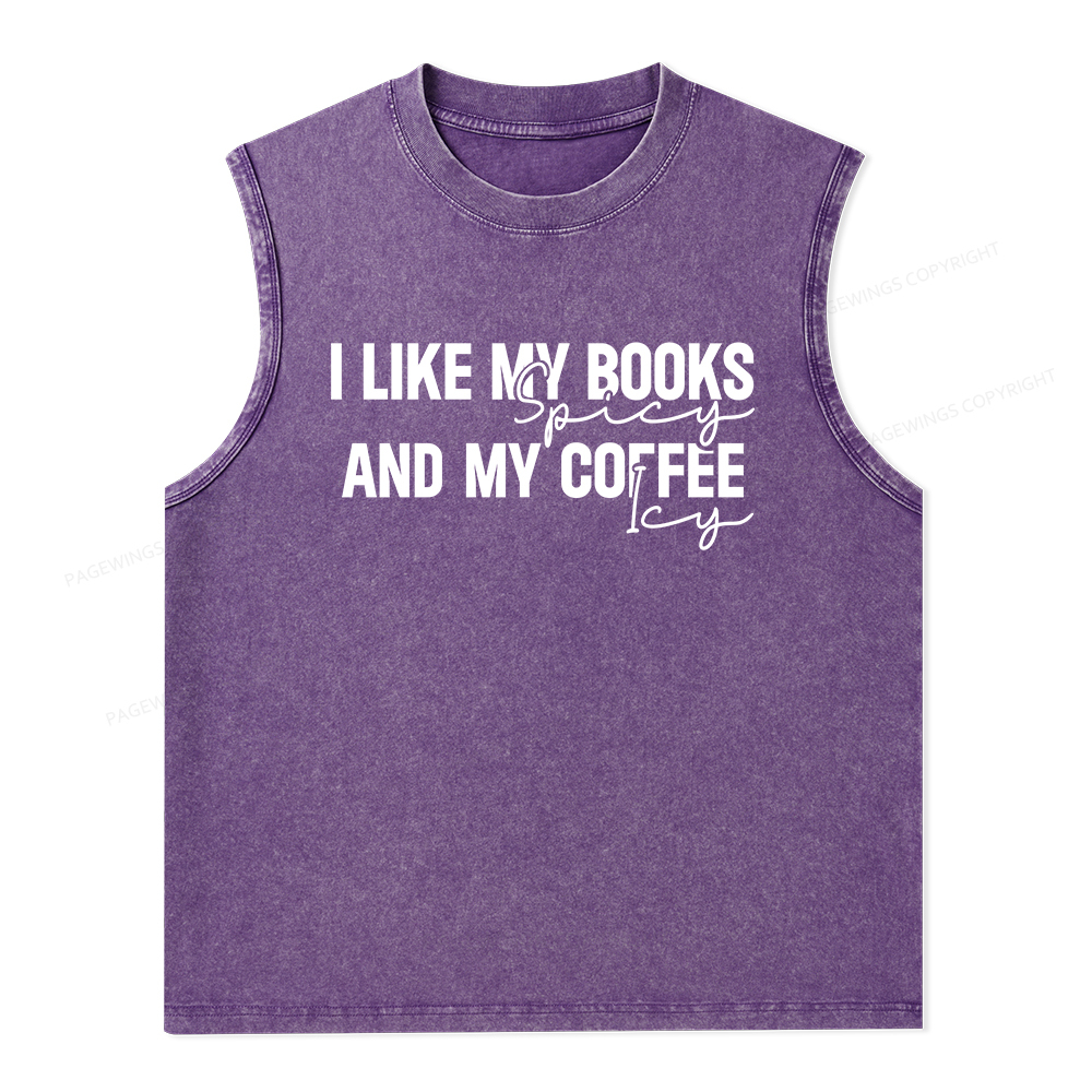 Pagewings I Like My Books And My Coffee Unisex Washed Tank Top