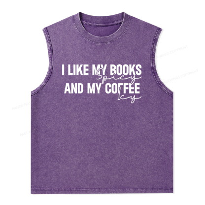 Pagewings I Like My Books And My Coffee Unisex Washed Tank Top