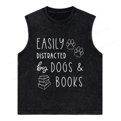 Pagewings Dogs And Books Unisex Washed Tank Top