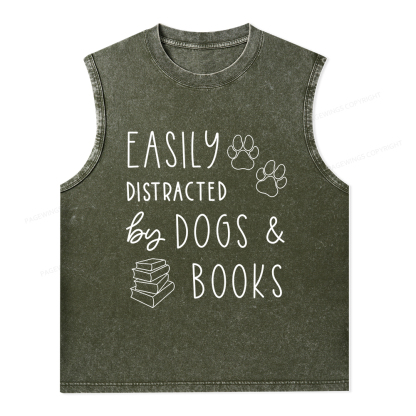 Pagewings Dogs And Books Unisex Washed Tank Top