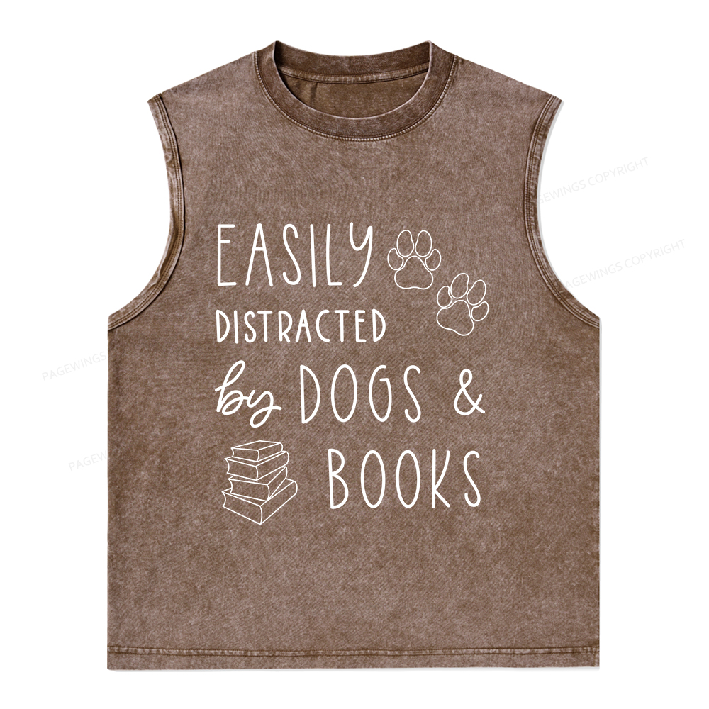 Pagewings Dogs And Books Unisex Washed Tank Top