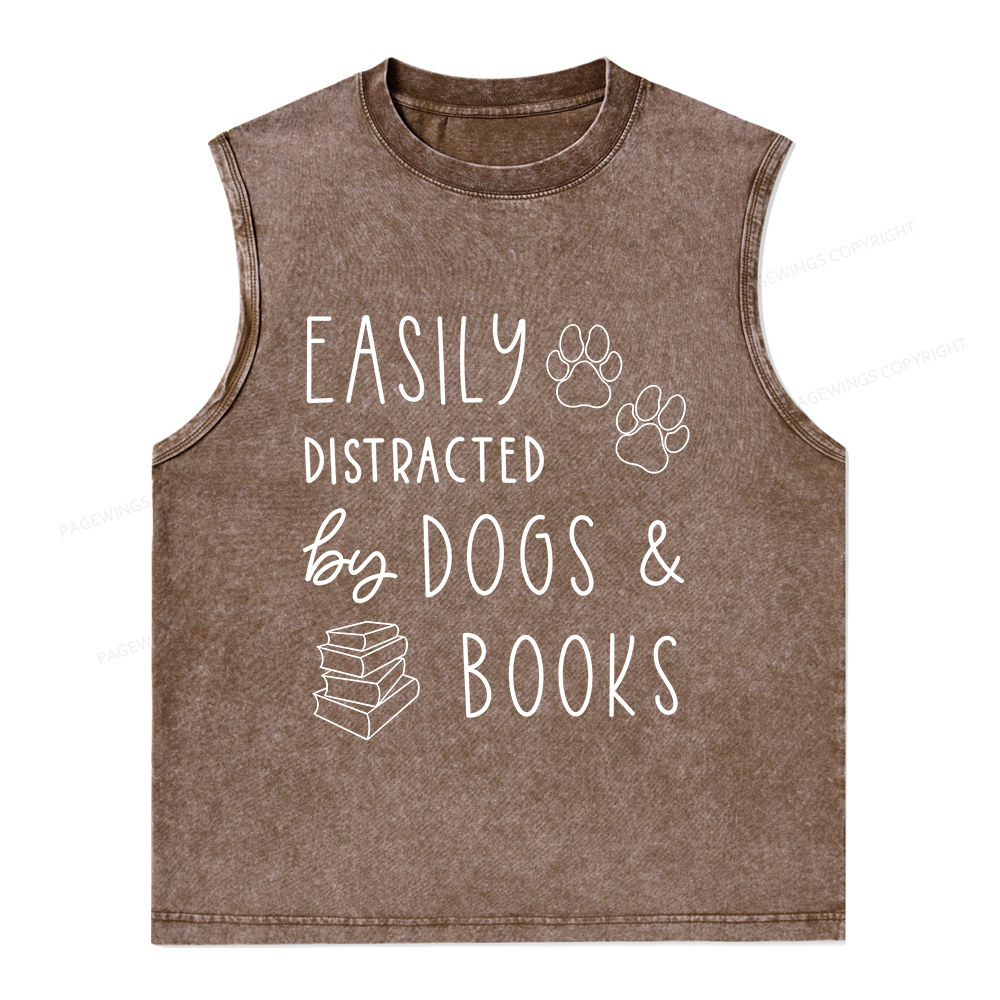Pagewings Dogs And Books Unisex Washed Tank Top