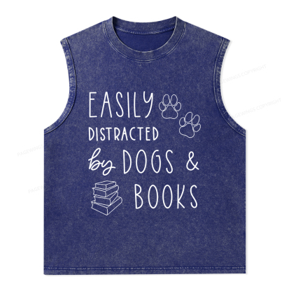 Pagewings Dogs And Books Unisex Washed Tank Top