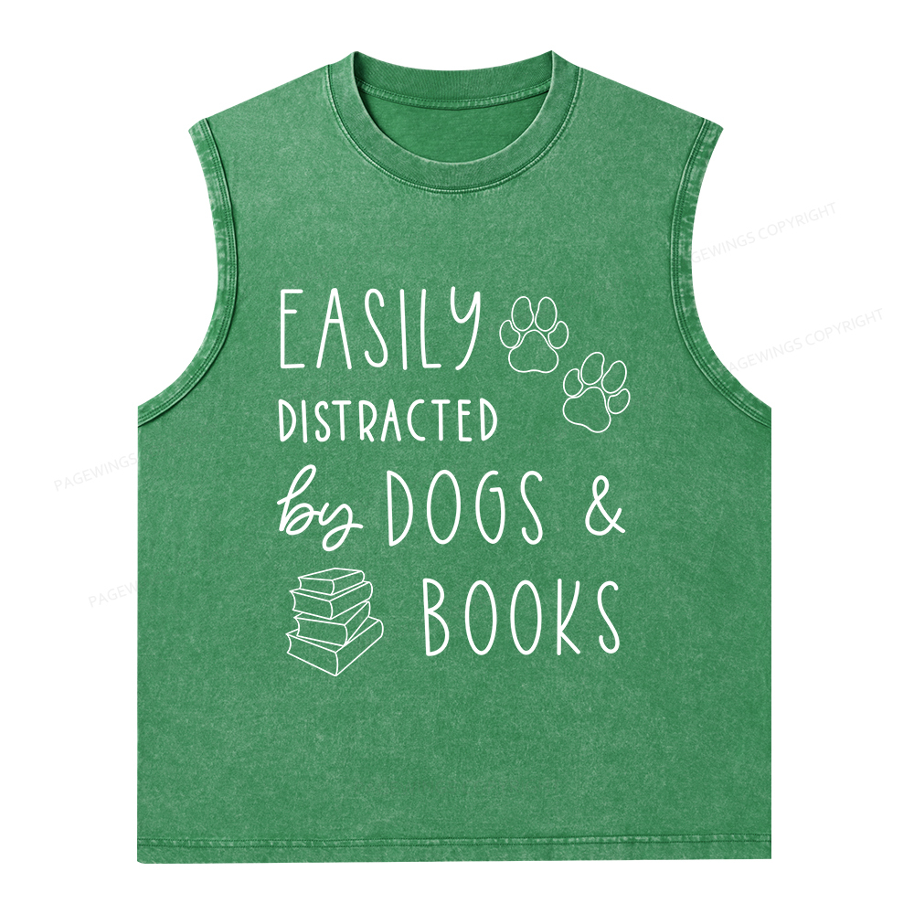 Pagewings Dogs And Books Unisex Washed Tank Top