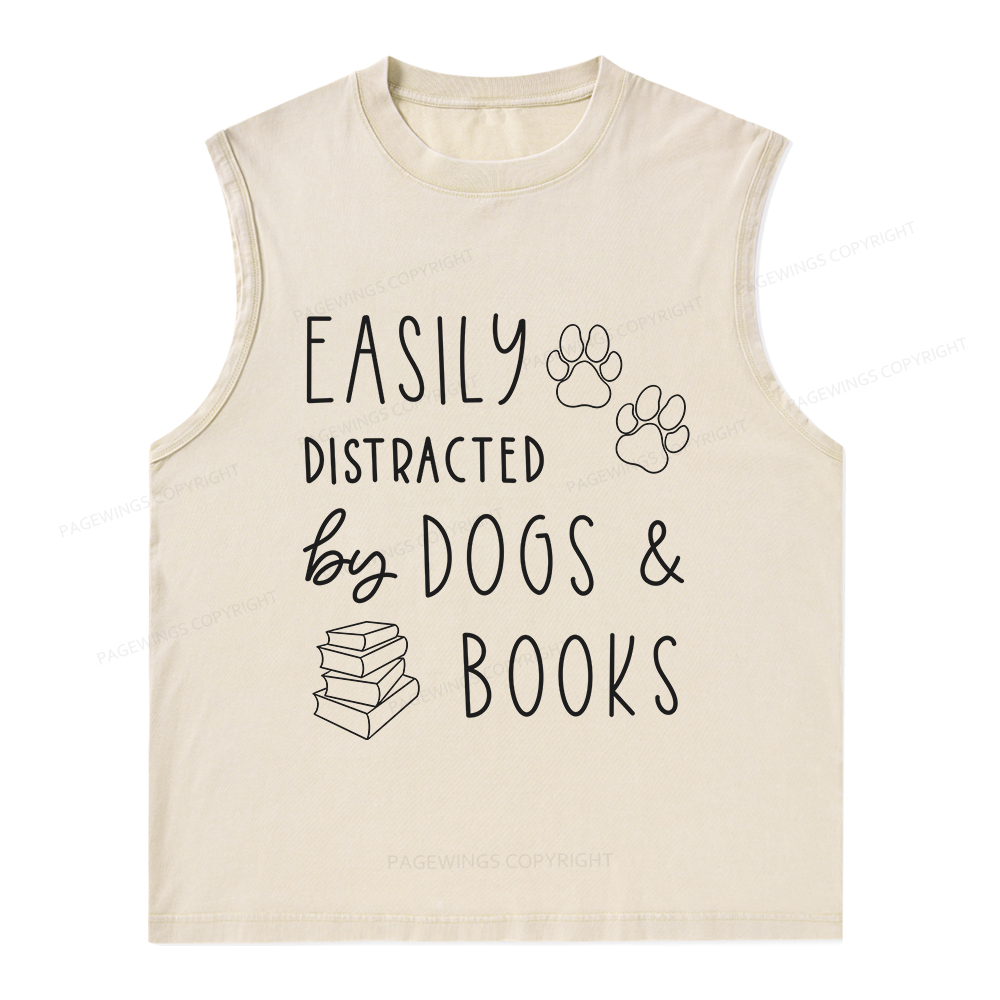 Pagewings Dogs And Books Unisex Washed Tank Top