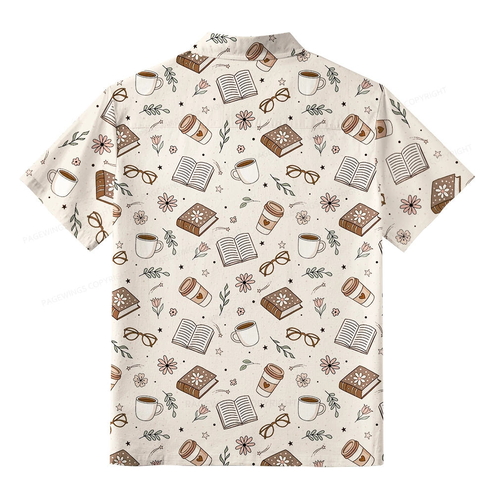 Pagewings Coffee book Rainy Day Unisex Hawaiian Shirt