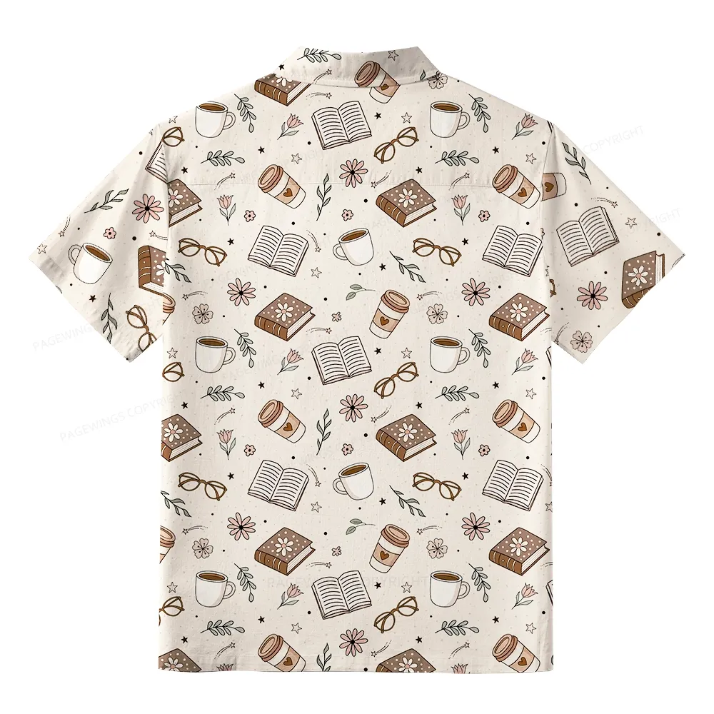 Pagewings Coffee book Rainy Day Unisex Hawaiian Shirt