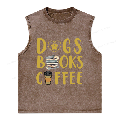 Pagewings Dogs Books Coffee Unisex Washed Tank Top