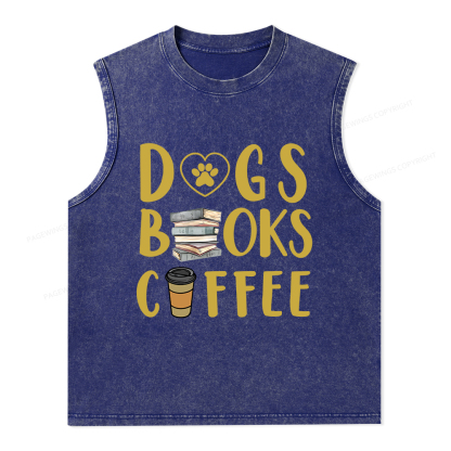Pagewings Dogs Books Coffee Unisex Washed Tank Top
