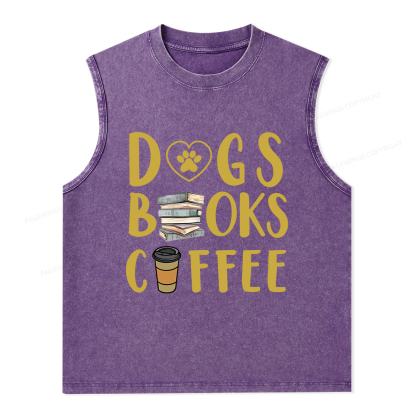 Pagewings Dogs Books Coffee Unisex Washed Tank Top