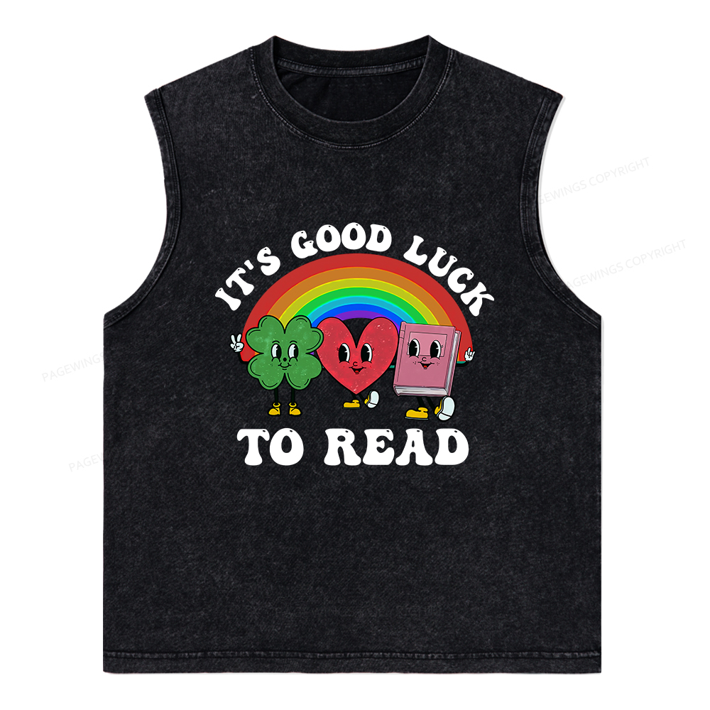 Pagewings St. Patrick's Day Librarian Unisex Washed Tank Top