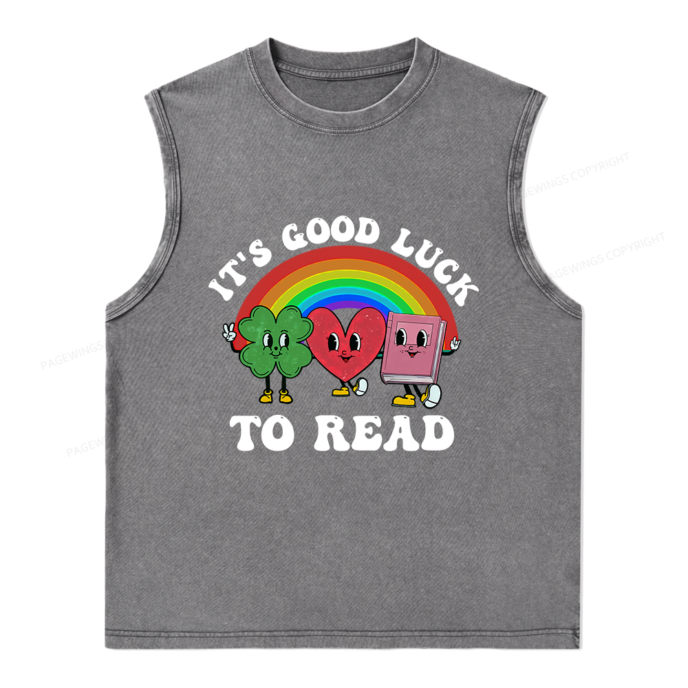 Pagewings St. Patrick's Day Librarian Unisex Washed Tank Top