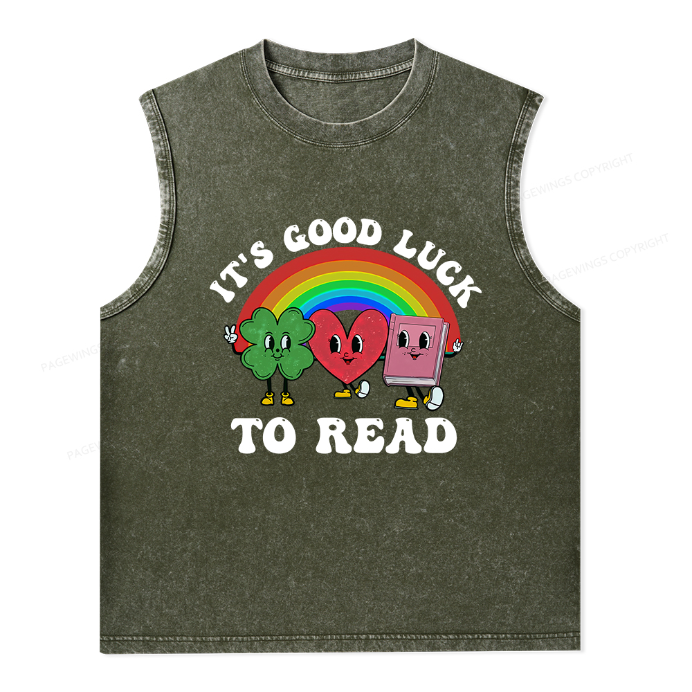 Pagewings St. Patrick's Day Librarian Unisex Washed Tank Top