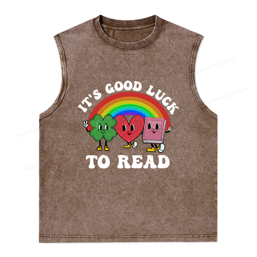 Pagewings St. Patrick's Day Librarian Unisex Washed Tank Top