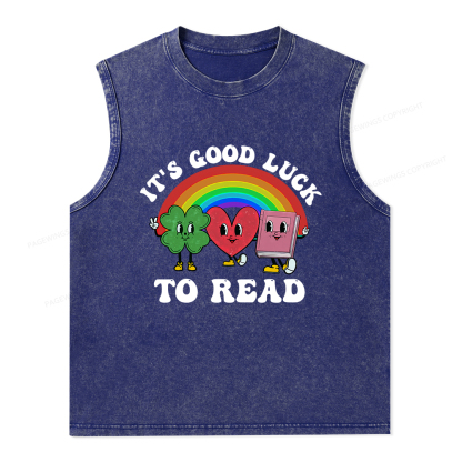 Pagewings St. Patrick's Day Librarian Unisex Washed Tank Top