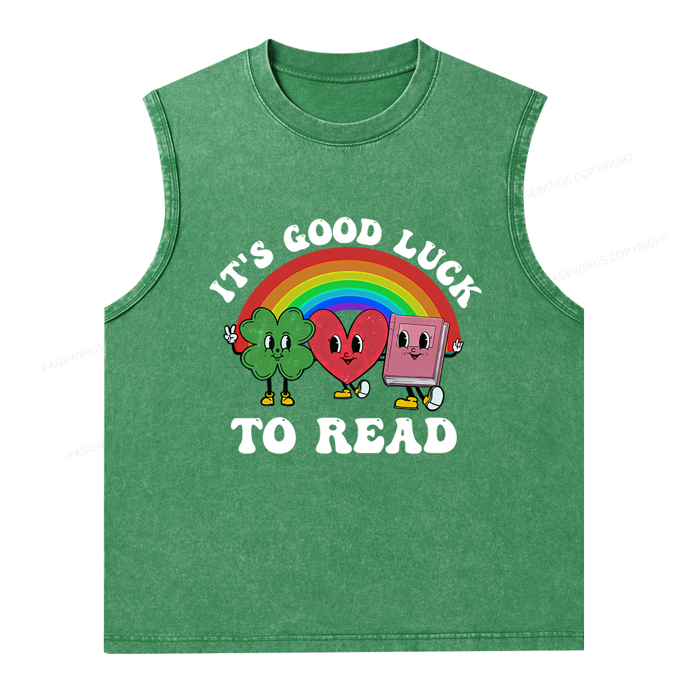 Pagewings St. Patrick's Day Librarian Unisex Washed Tank Top