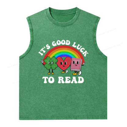 Pagewings St. Patrick's Day Librarian Unisex Washed Tank Top