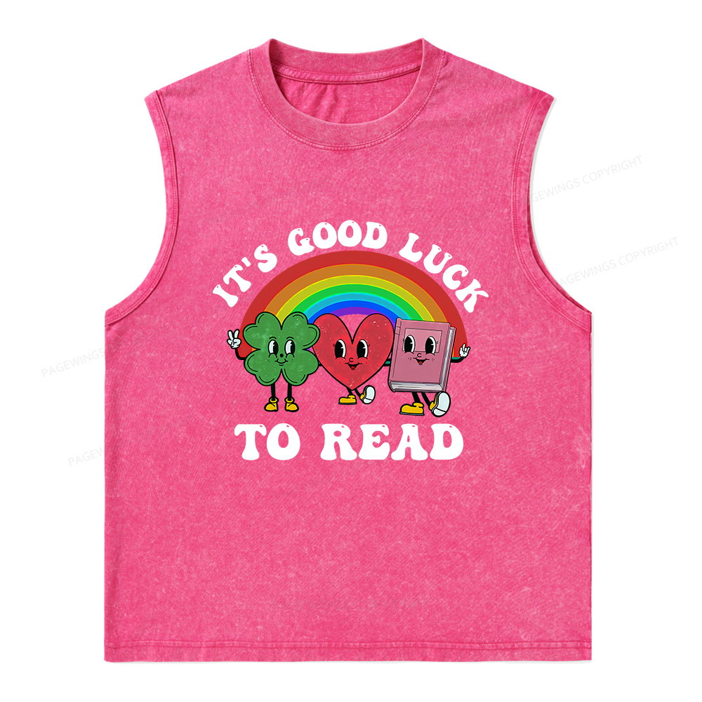Pagewings St. Patrick's Day Librarian Unisex Washed Tank Top