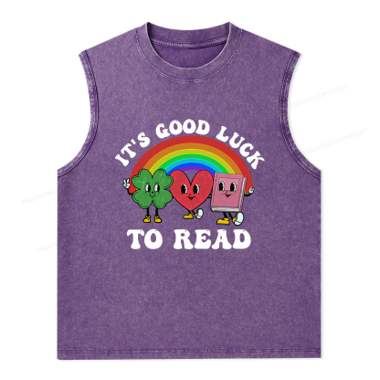 Pagewings St. Patrick's Day Librarian Unisex Washed Tank Top