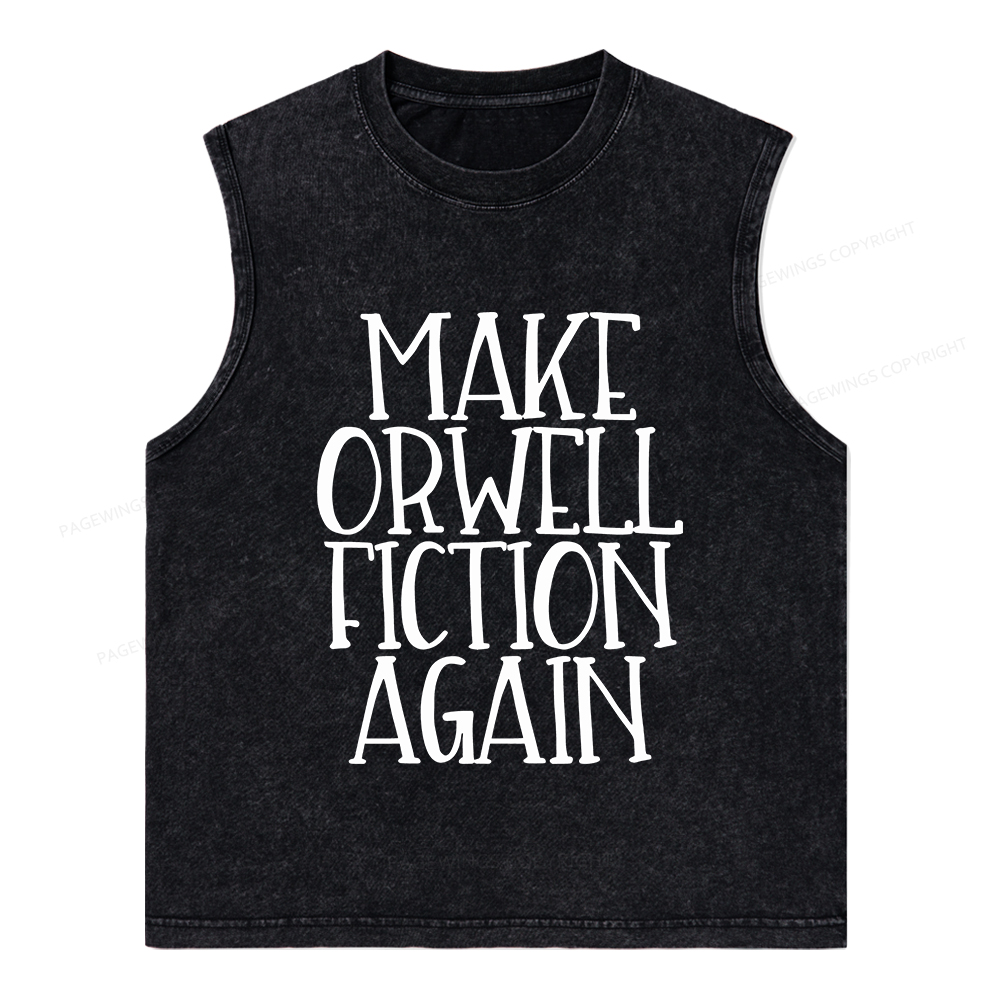Pagewings Make Orwell Fiction Again Unisex Washed Tank Top