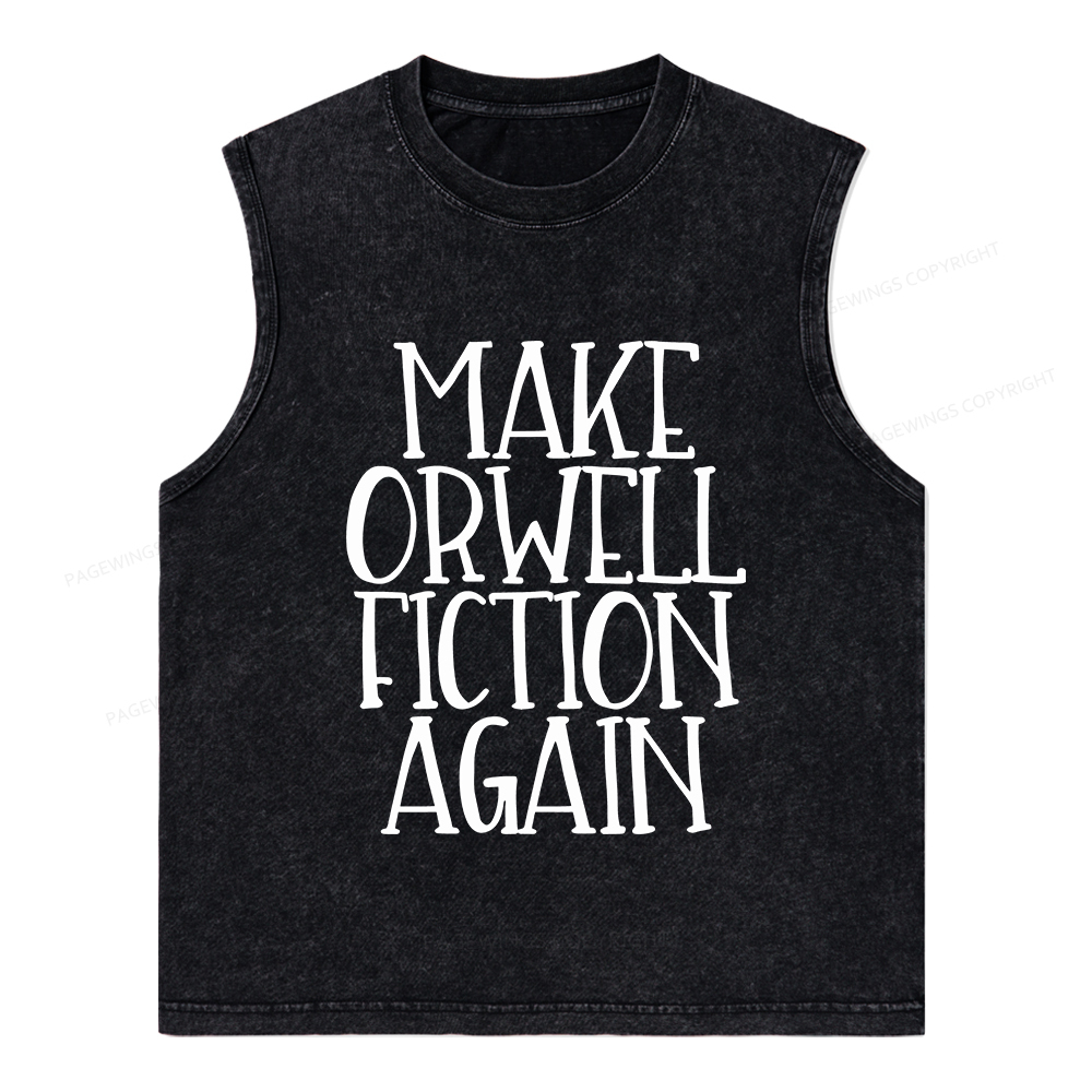 Pagewings Make Orwell Fiction Again Unisex Washed Tank Top