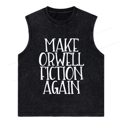 Pagewings Make Orwell Fiction Again Unisex Washed Tank Top