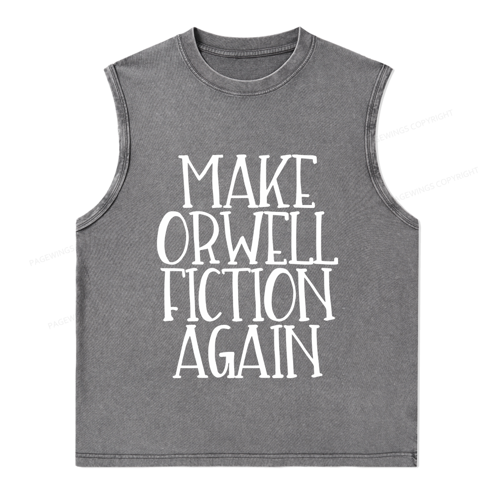 Pagewings Make Orwell Fiction Again Unisex Washed Tank Top