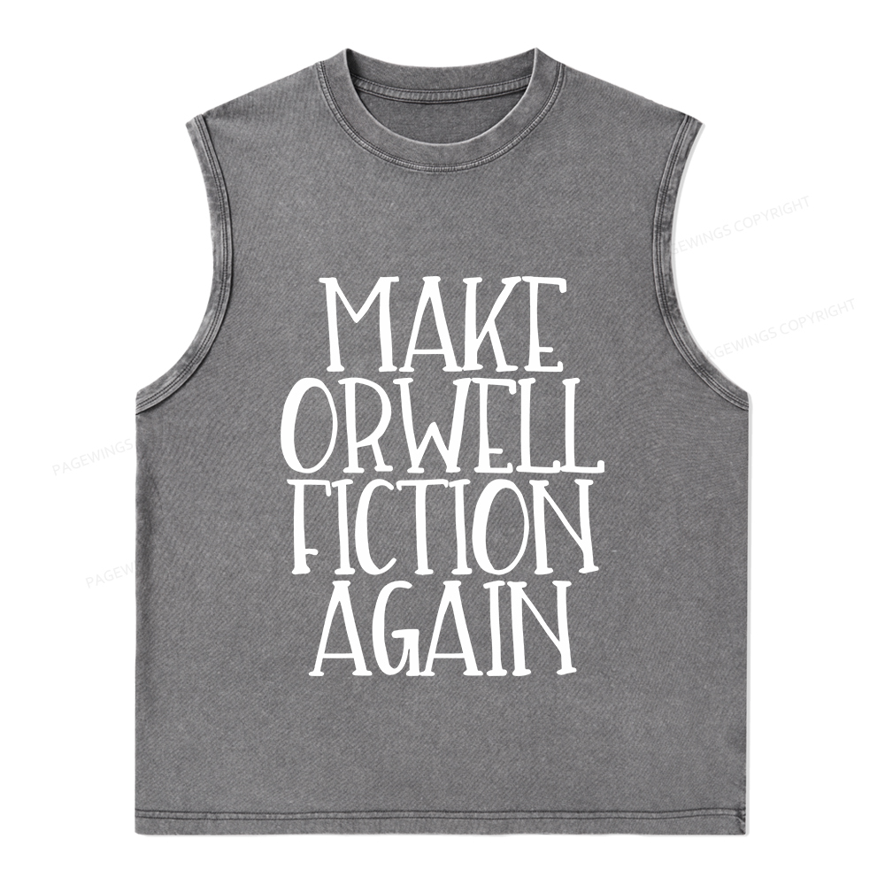 Pagewings Make Orwell Fiction Again Unisex Washed Tank Top