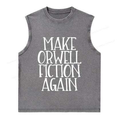 Pagewings Make Orwell Fiction Again Unisex Washed Tank Top